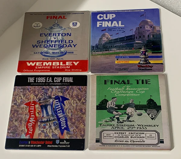 Ceramic Coaster Set - Everton Cup Final Programmes