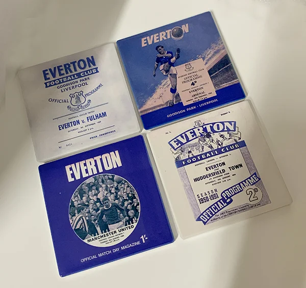 Ceramic Coaster Set - Everton Retro Home Programmes